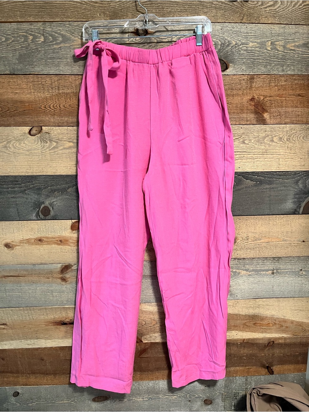 Women's SHEIN Pink Relaxed Tie-Waist Pants Size Large
